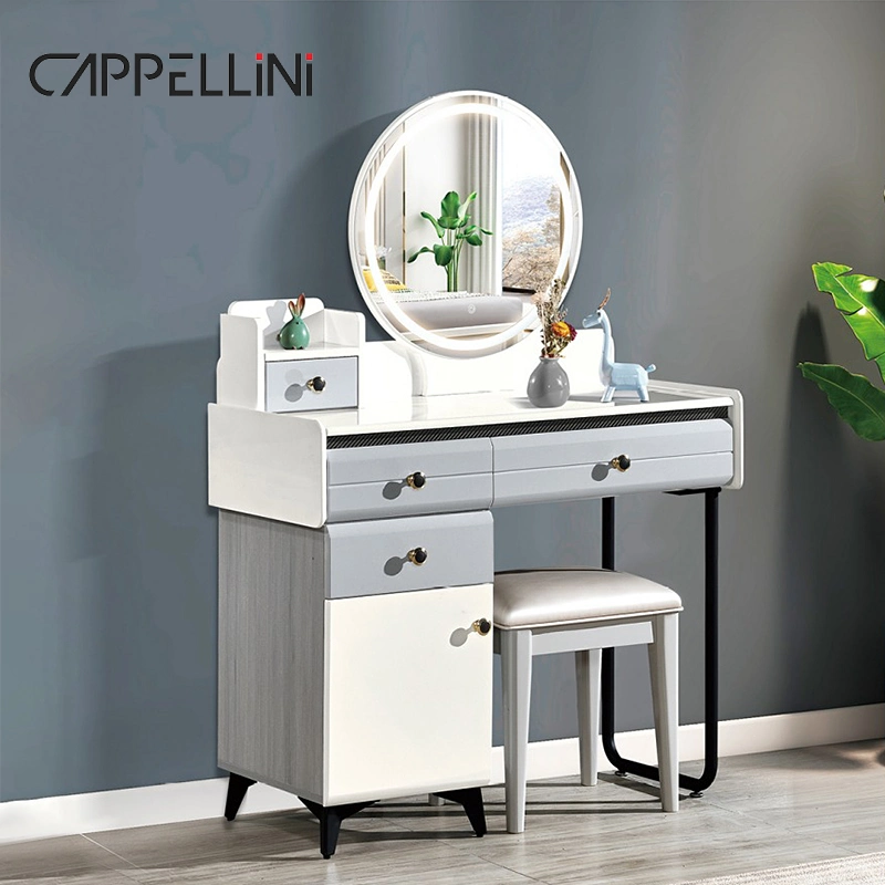 Cheap Wholesale Bedroom Dresser Wooden Makeup Vanity Desk Home Furniture LED Mirror Dressing Table for Bedroom