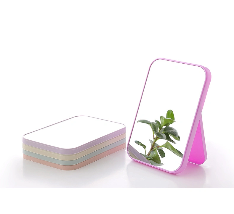 High-Definition Single-Sided Cosmetic Desktop Plastic Colorful Vanity Folding Portable Square Princess Mirror