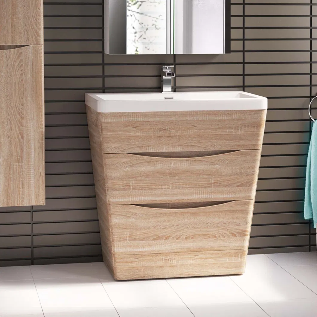 Vanities Home V Shaped Bathroom Cabinet MDF Covering with PVC Bathroom Vanity Furniture 800mm