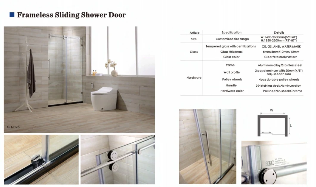 Bathroom Shower Cabin Prefab Tempered Glass Sliding Shower Room