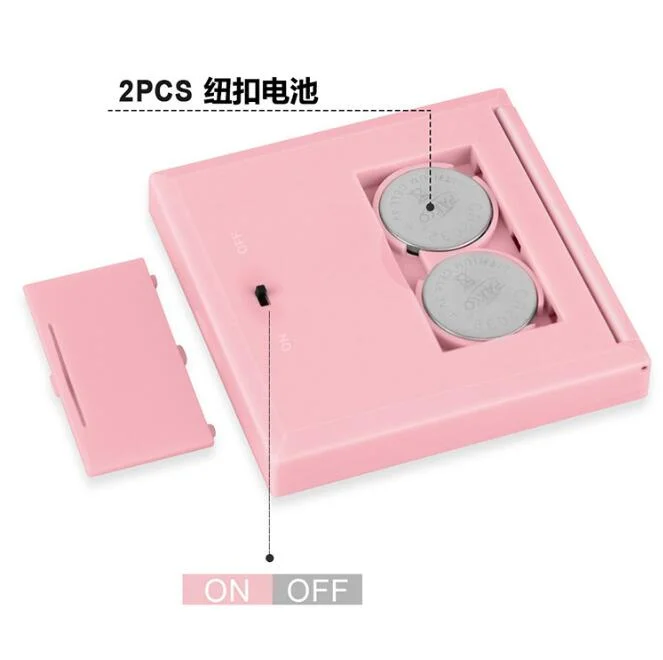 70mm Plastic LED Make up Mirror Personalized 2X Magnify Fill Light Cosmetic LED Square Makeup Mini Handheld Mirror