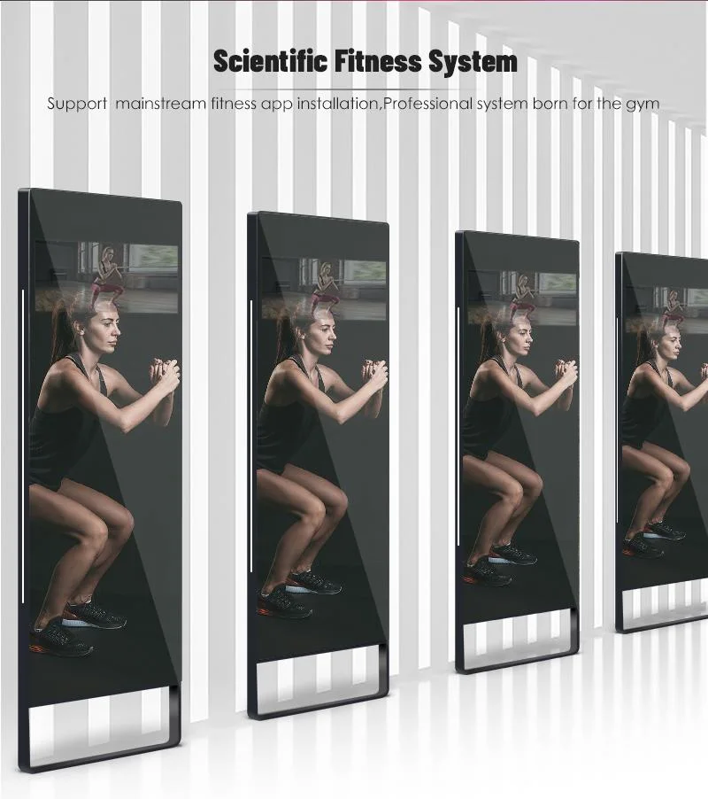 32 Inch/ 43 Inch Fitness Smart Mirror with Touch Screen, Interactive Magic Glass Mirror Display for Exercise Workout/Sport/Gym/Yoga