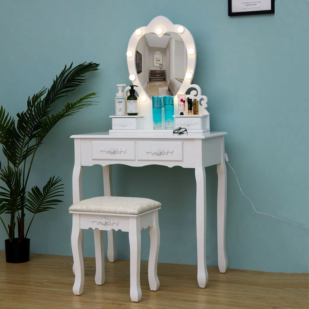 Heart Shape Hollywood Makeup Vanity Desk with Touch Screen Mirror