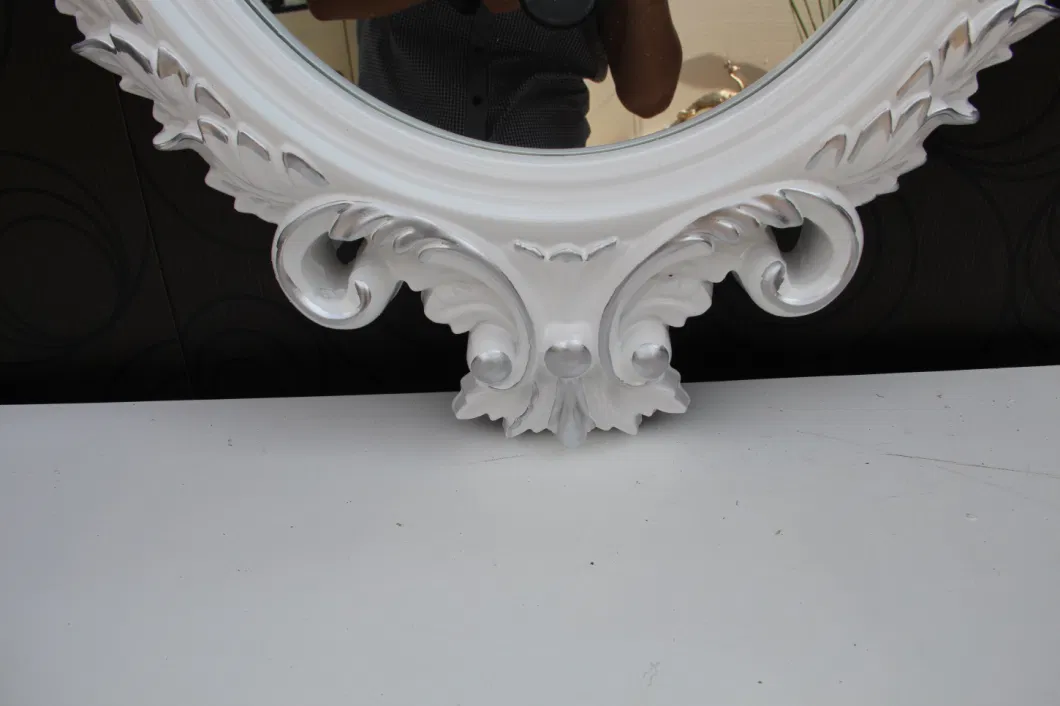 Wholesale Popular White Black Oval Baroque PU Mirror Photo Frame for Home Decoration