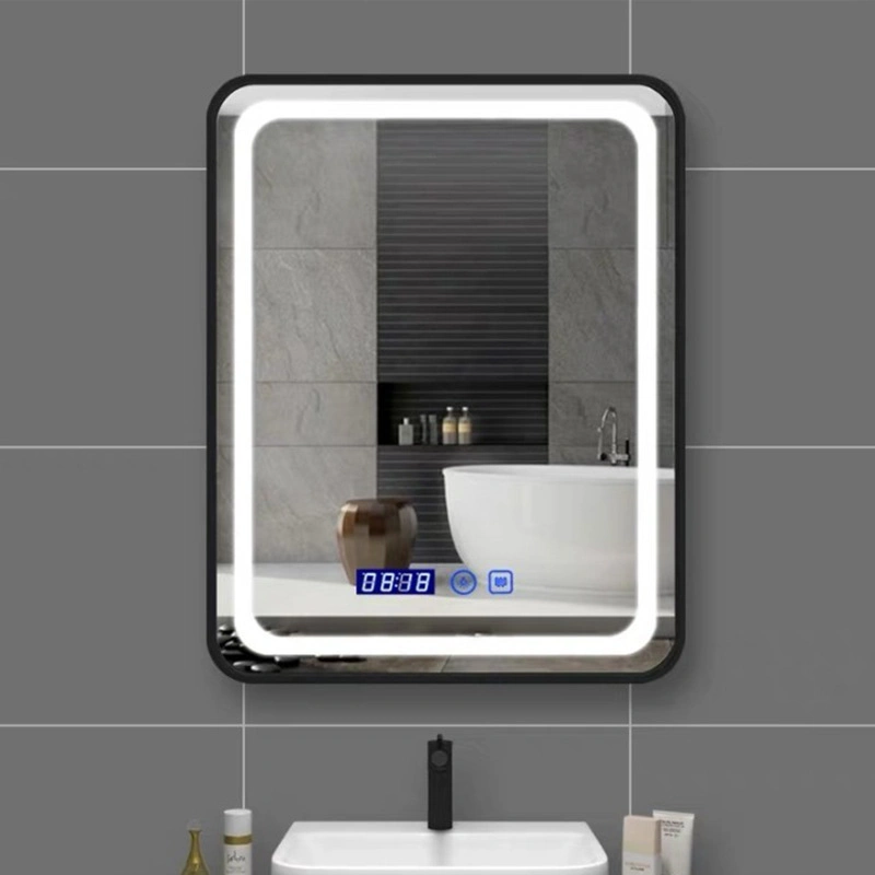 Customizable Diameter 80 Double Touch Screen/Light/Defogging/Time Temperature/Frameless Wall Mounted Bathroom Smart LED Mirror