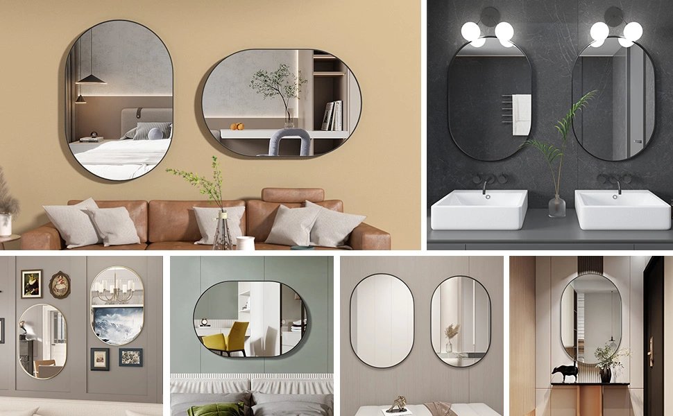 Wall Mounted Rectangle Bedroom Mirror Aluminum Alloy Thin Frame Floor Mirror Dressing Mirror