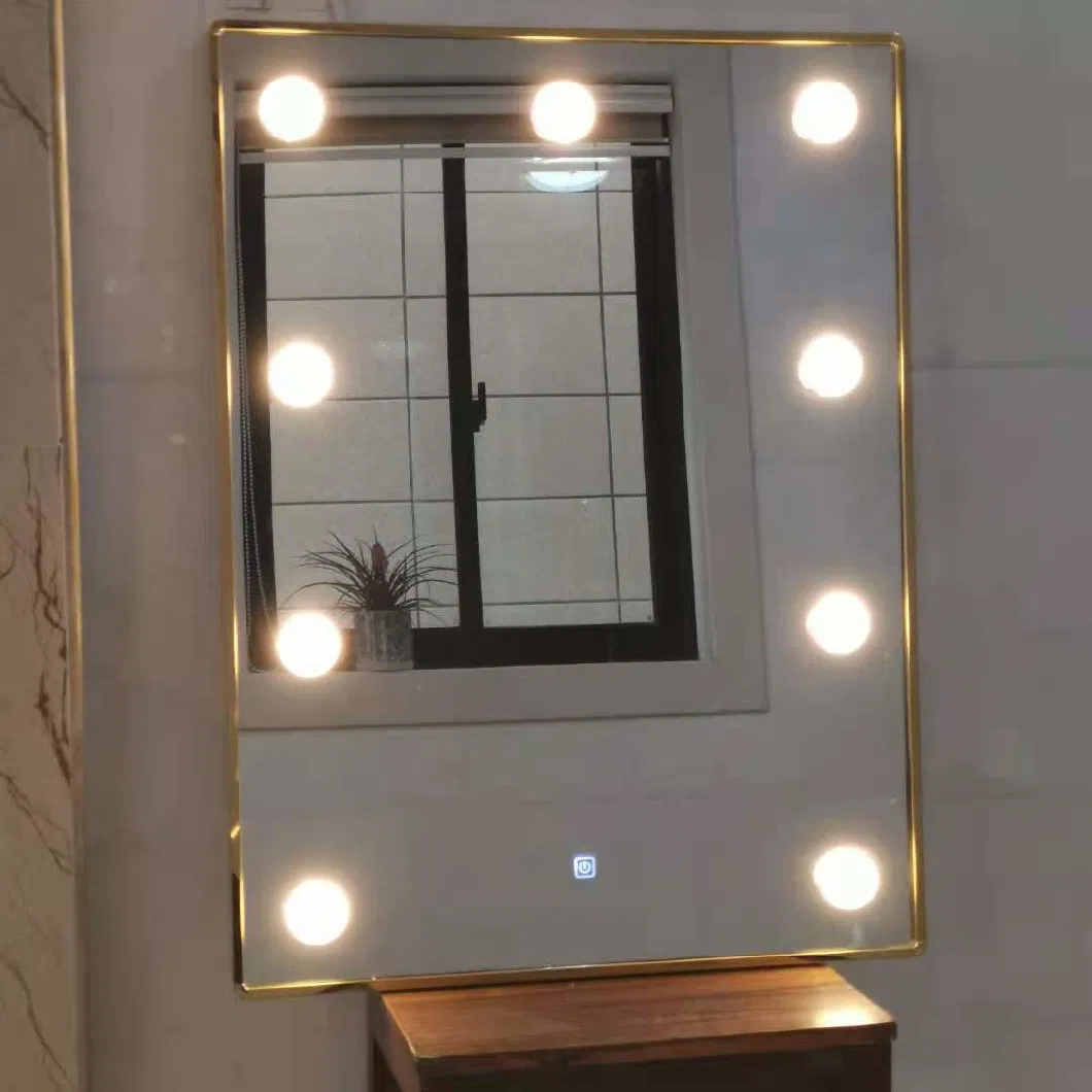 Wall Mounted Bathroom Metal Framed Glass Make-up LED Mirrors for Wholesale Retail