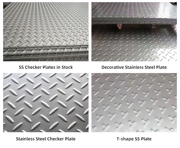 4X8 304 316 Stamped Finish Steel Checkered Plate Size Kitchen Floor Decorative Stainless Steel Sheet for Floor