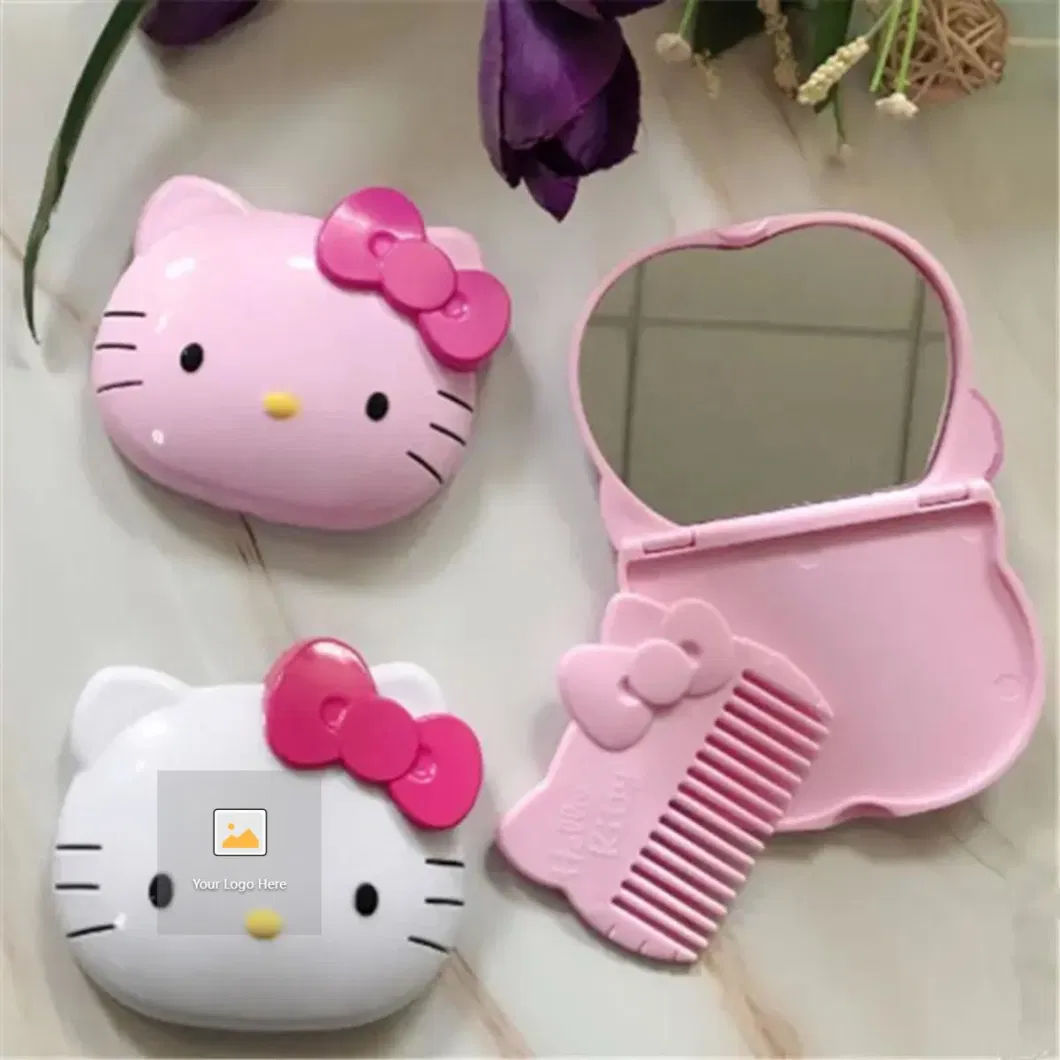 Kitten Foldable Cosmetic Hello Small Hand Held Cat Mirror for Pocket