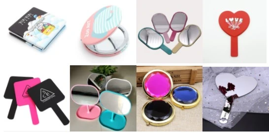 70mm Plastic LED Make up Mirror Personalized 2X Magnify Fill Light Cosmetic LED Square Makeup Mini Handheld Mirror