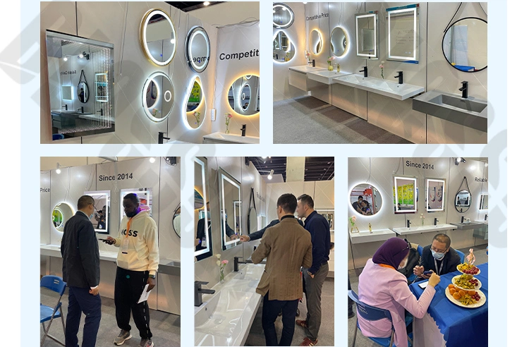 Modern Anti Fog Wall Bath Mirror Frameless Touch Screen Rectangle LED Lighting Smart Bathroom Mirror