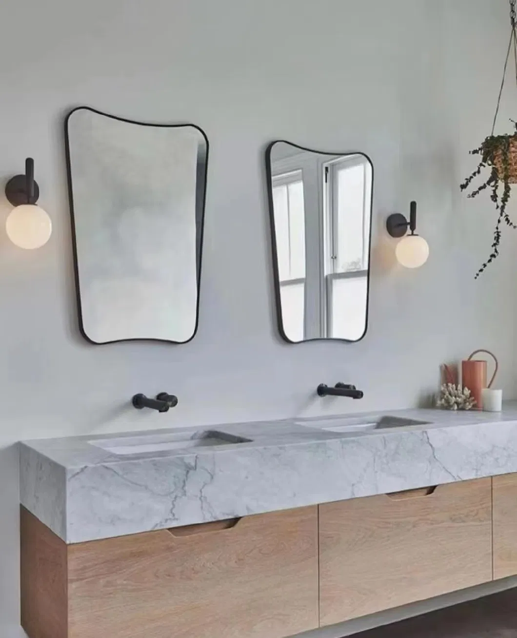 Aluminium Framed Golden Black Square and Round Bathroom Mirror