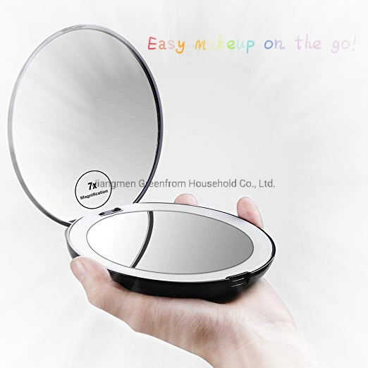 Handheld Pocket Beauty Mirrors Magnifying Compact Folding Mirror with LED Lights Gmbm1616