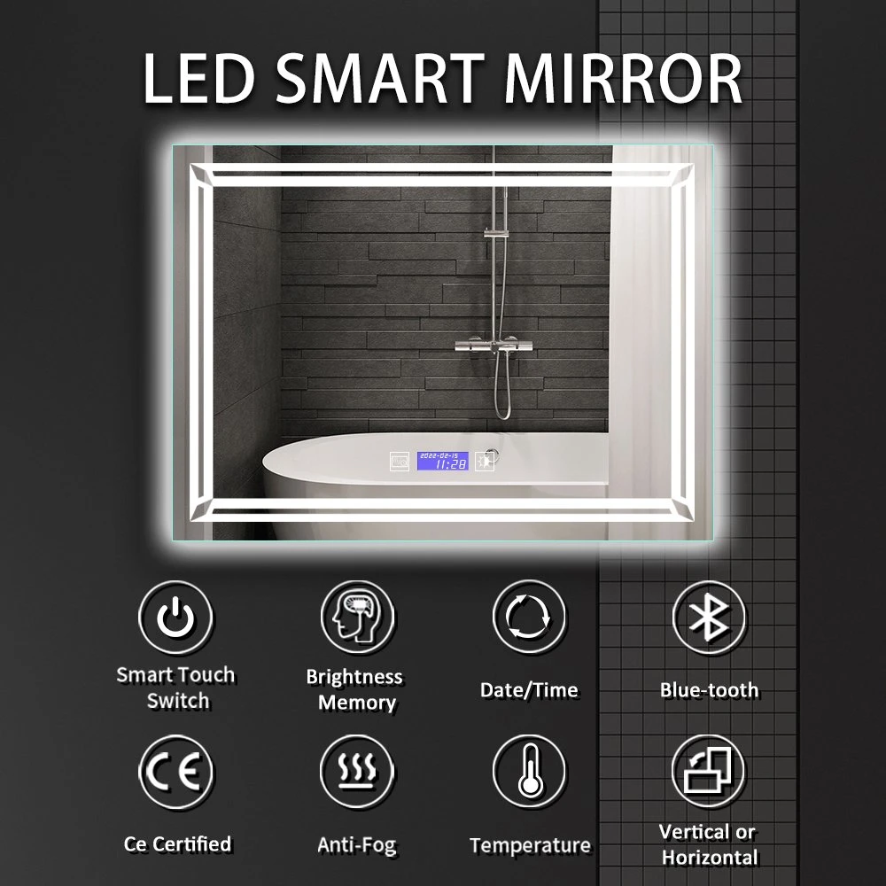 Waterproof Dimmable Lighting LED Wall Mirror Full Length Mirror Floor Mirror Dressing Mirror for Bathroom Bedroom Living Room with Smart Touch Button