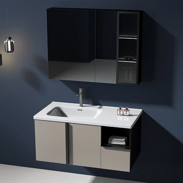 Design Bathroom Cabinets Table with LED Light Makeup Mirror Wash Basin Vanity for Hotel