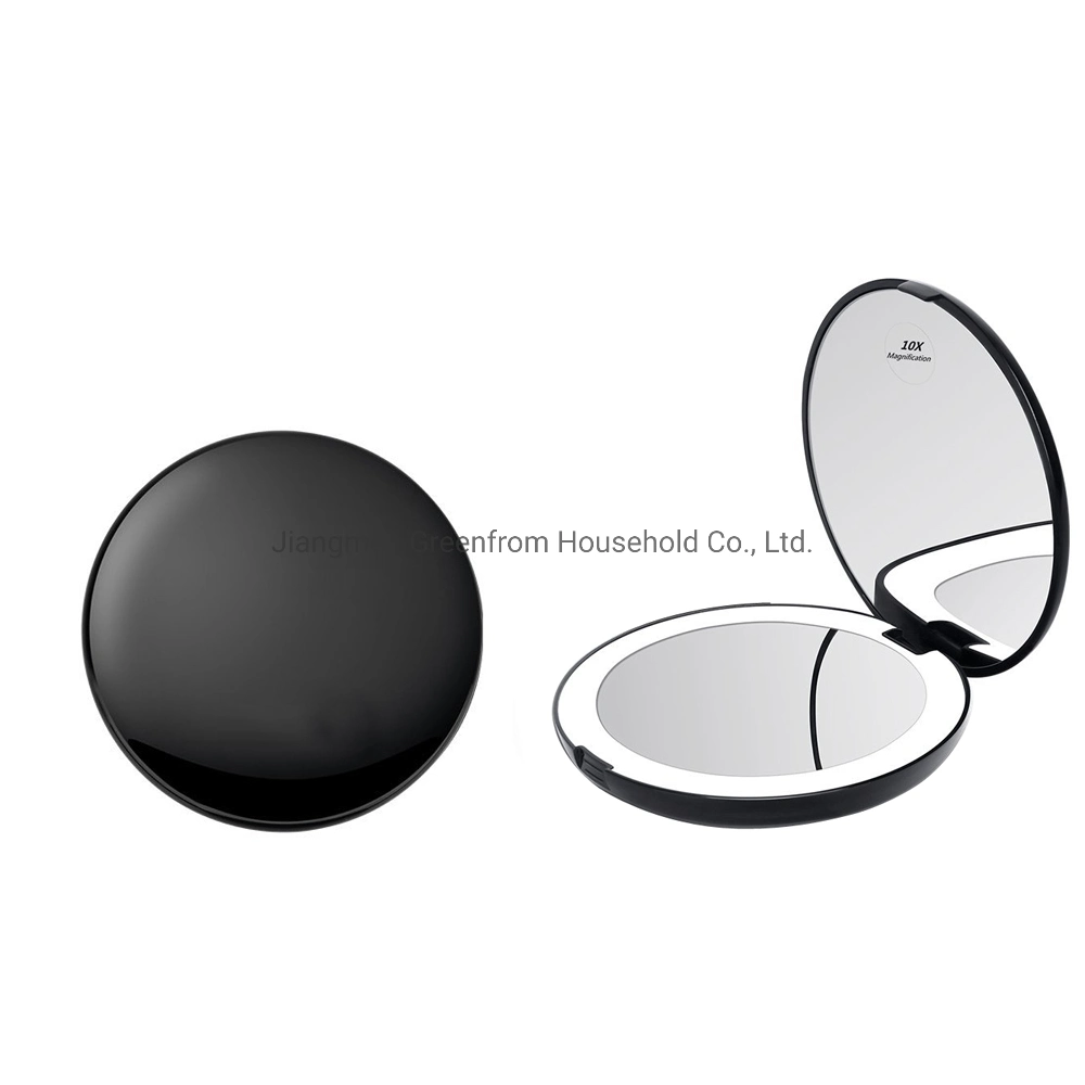 Handheld Pocket Beauty Mirrors Magnifying Compact Folding Mirror with LED Lights Gmbm1616