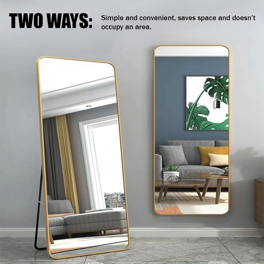 Custom Home Decoration Metal Framed Full Length Body Long Dressing Big Standing Floor Mirror