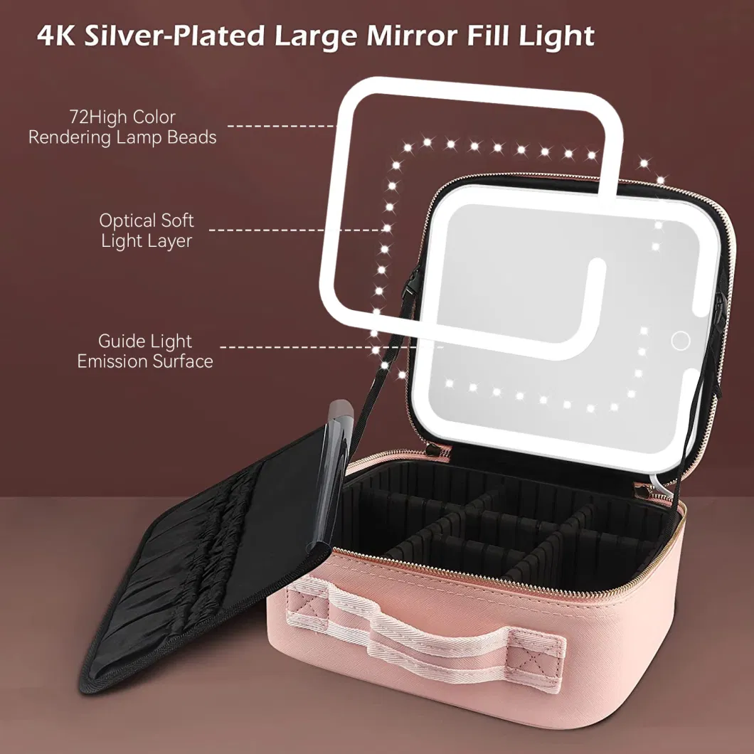 Amazon Festive Gifts Lady Handheld Rechargeable Cosmetic Bag LED Mirror