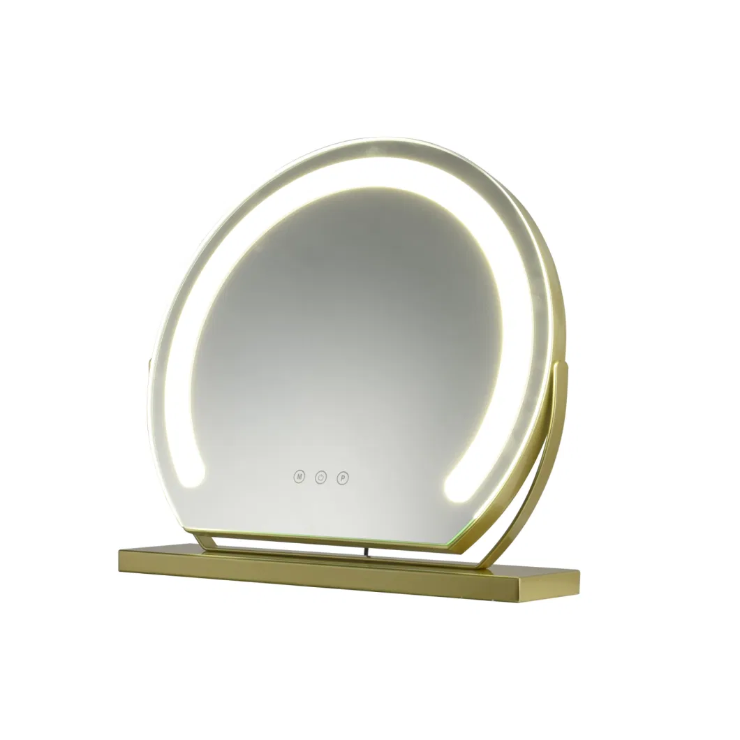 Greenfrom Round Shape LED Hollywood LED Table Mirror 40cm Large Table Mirror