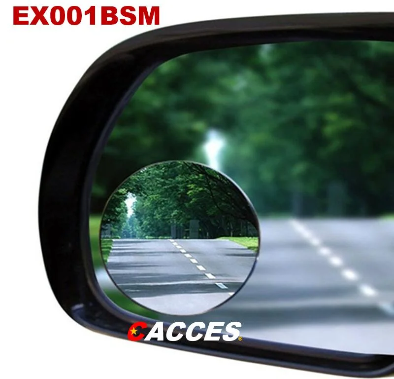 Car Side Convex Anti-Glare Blue Mirror 360 Rotate Car Blind Spot Mirror Round Glass Frameless Wide Angle Rearview Mirror Sway Adjustable Car Accessories Supply