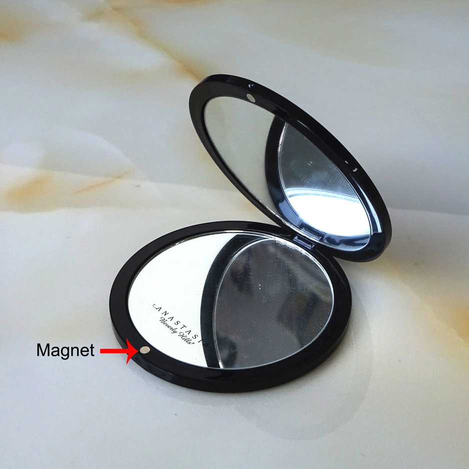 Plastic Portable Double-Sided Mirror Travel Pocket Mini Small Compact Cosmetics Tools Folding Round Shiny Black Makeup Mirror