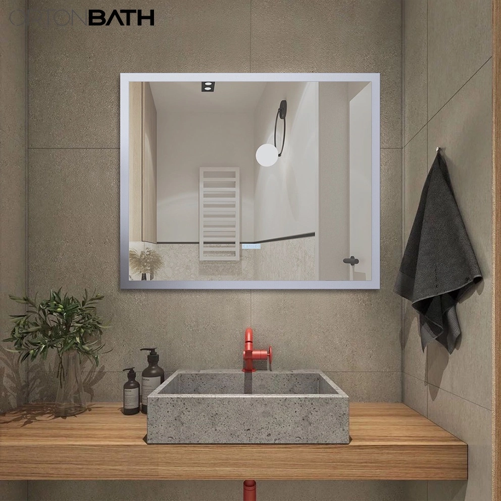 Ortonbath Anti-Fog, Dimmable, CRI90+, Touch Button, Water Proof, ETL Certificated Frontlit Metal Frame Round Bathroom Mirror