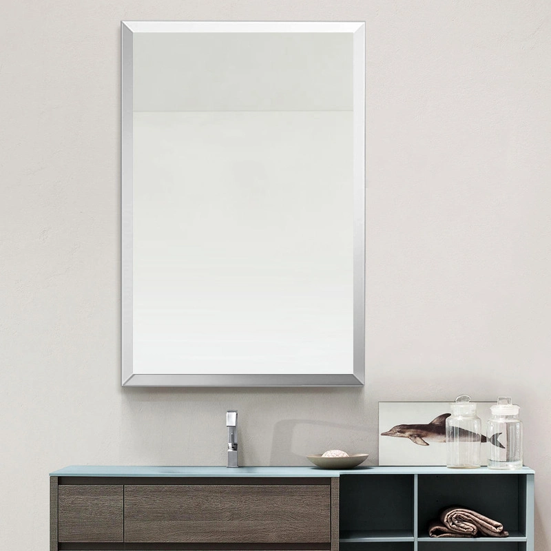 Beveled Bathroom Frameless Mirror Right Angle Grinding Square Makeup Mirror 5mm Simple Frameless Bathroom Mirror