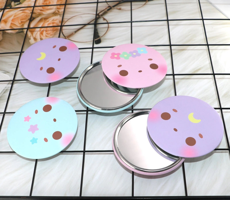 Custom Portable Metal Makeup Hand Mirror Round Mini Pocket Mirror Rose Gold Compact Mirror