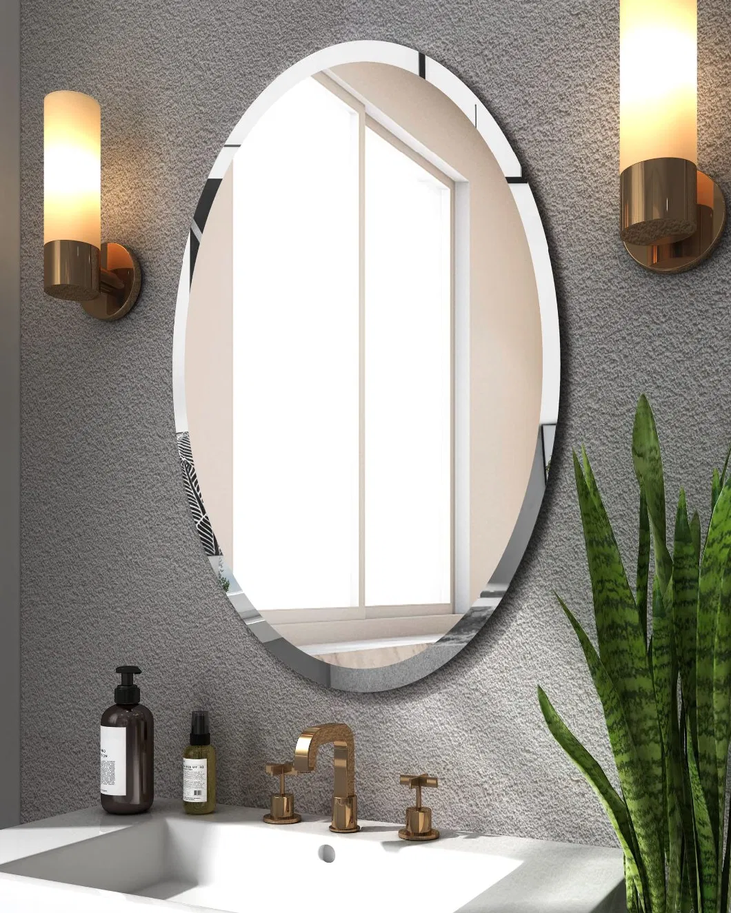 4mm 5mm 6mm Home Decoration Furniture Mirror Wall Mounted Decorative Vanity Beveled Frameless Mirror Bathroom Mirror