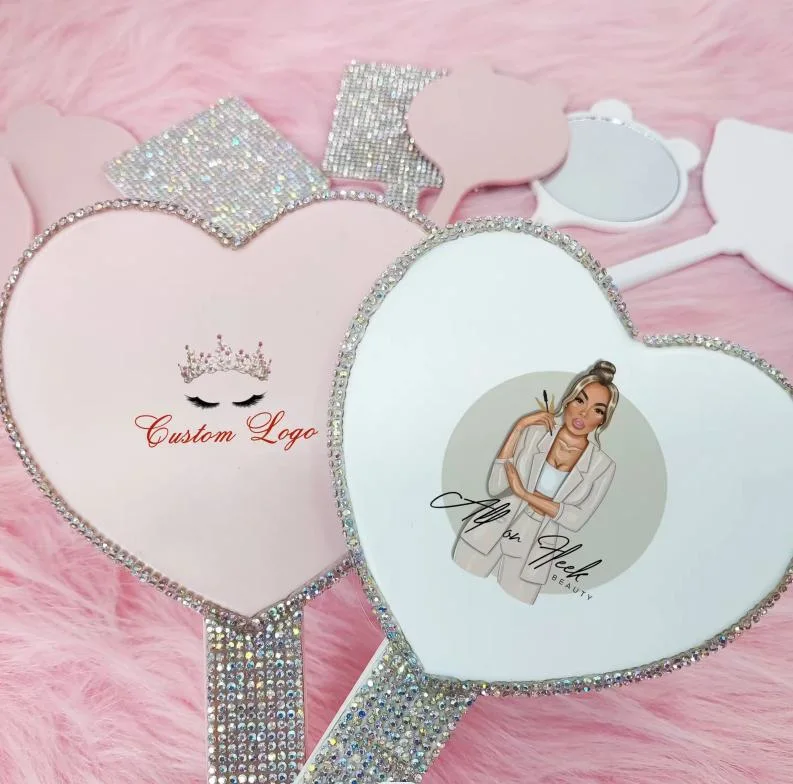 Private Label Customized Logo Single Side Plastic Small Handheld Square Custom Cosmetic Hand Mirrors for Women