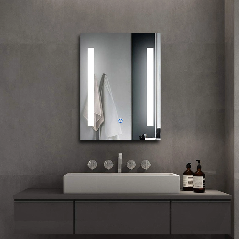 Modern Style Ellipse Matte Black Metal Frame Edge Lit Illumiated Bathroom Mirror