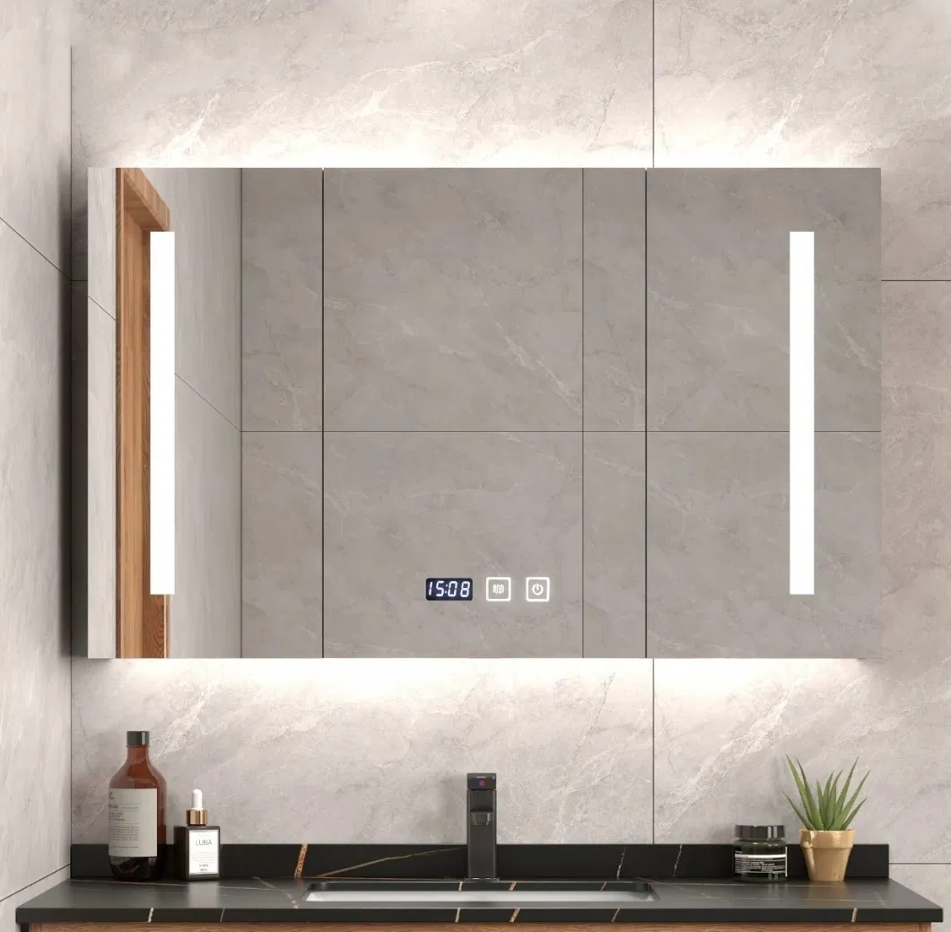 Wall Mounted Mirrored Cabinets Grey Bathroom Vanity Sale Soft Black Carcase Silver White LED Light Copper Customized Style Parts