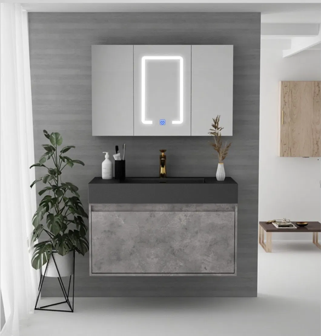 Wall Mounted Mirrored Cabinets Grey Bathroom Vanity Sale Soft Black Carcase Silver White LED Light Copper Customized Style Parts