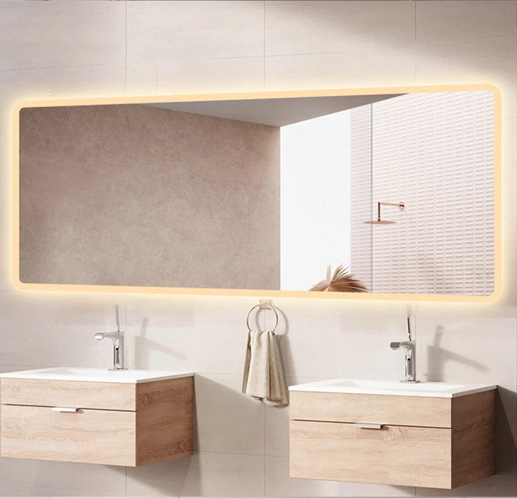 Fashionable Long Strip Lamp LED Wall Mirror Bathroom with Sucker