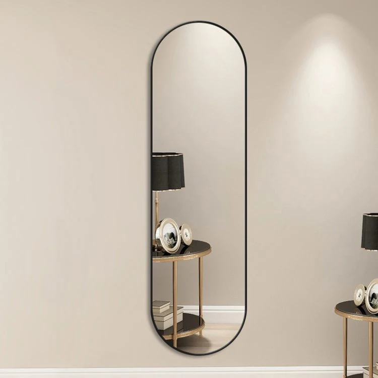 Full Length Wall Mirror 63 X 20 Arched Free Standing Body Mirror Black Metal Framed Large Floor Mirror for Bedroom