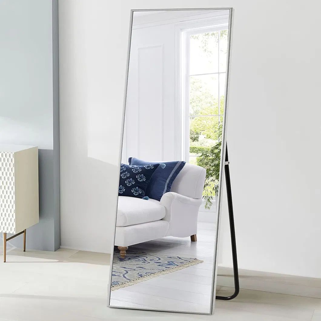 Large Wall Decorative Black Frame Square Full Length Stand up Glass Mirror