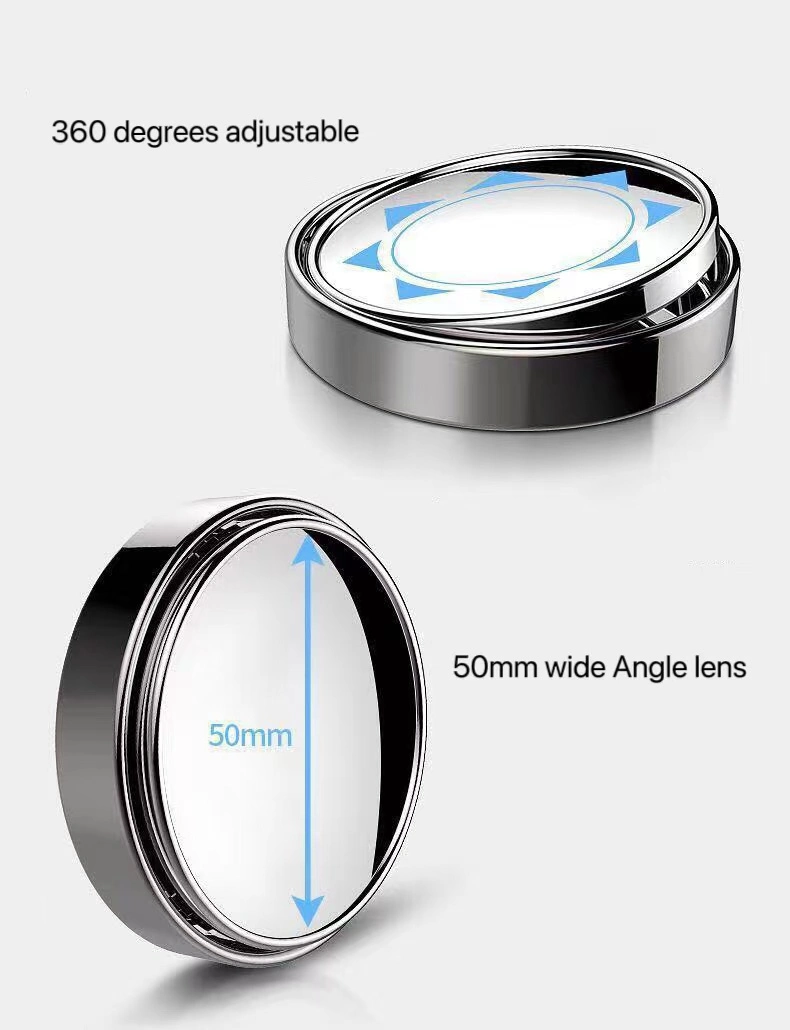 Car Blind Spot Mirror Paste Small Round Mirror 360 Degree Adjustment Large Field of View with HD Mirror