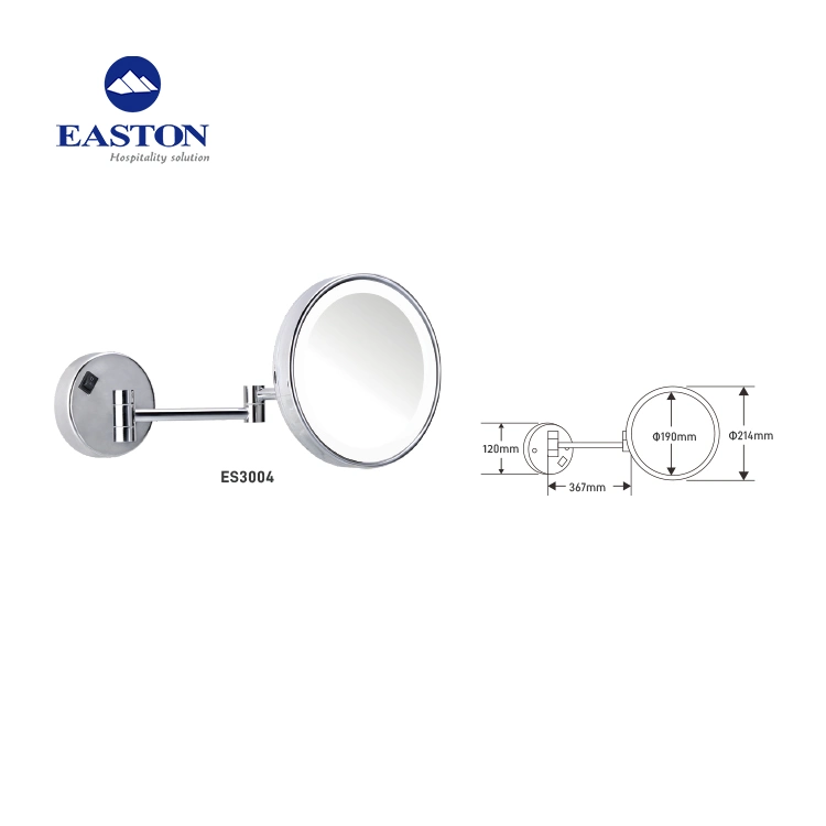 Hot Hotel Bathroom Wall-Mounted Magnifying Mirror with LED Light