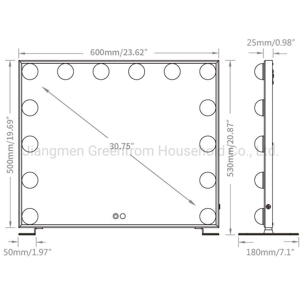 New Design Slim Table Standing LED Bulbs Hollywood Big Mirror