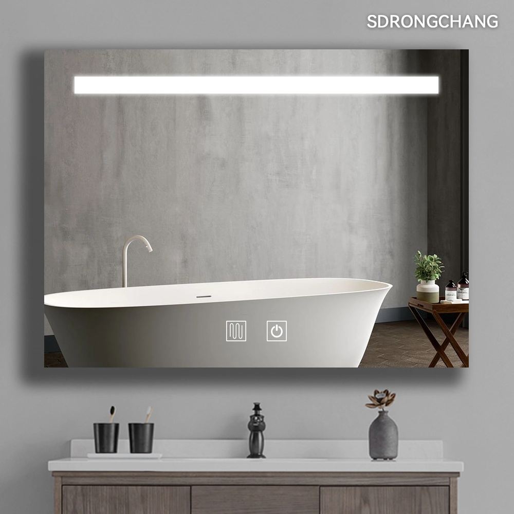 Modern Rectangular Frameless Wall Light up Touch Screen Smart Backlit Bathroom Mirror