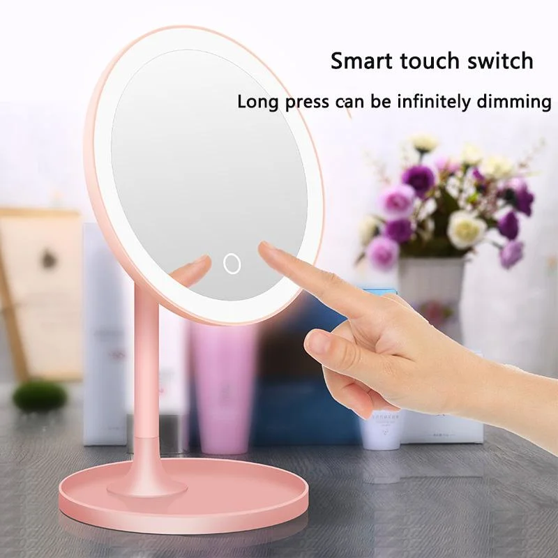 High Quality White Pink Beauty Table LED Touch Makeup Mirror