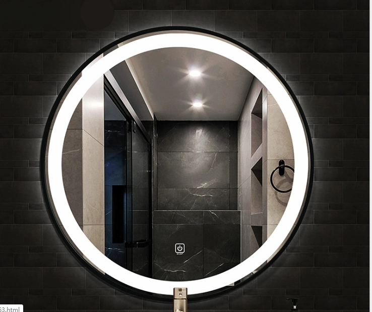 Round Metal Frame Touch Rustproof LED Wall Smart Bathroom Mirror