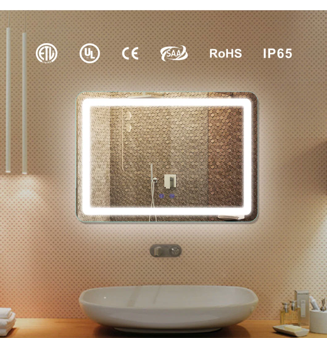 Mirror Factory Modern Bath Rectangle Extra Clear LED Lighting Mirror