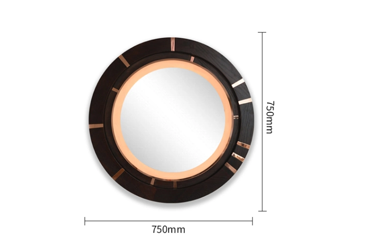 Hotel Round LED Bathroom Decorative Wall Mirror with Wood Frame