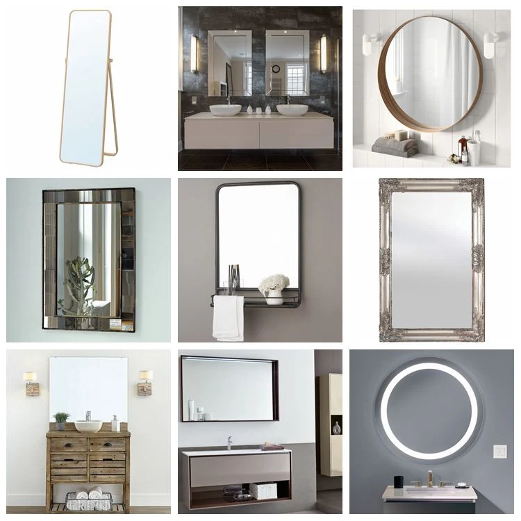 2022 European Market Round Oval Rectangle Plain Frameless Bathroom Mirror for Home Decoration