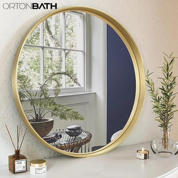 Ortonbath Gold 20 Inch Wall Mounted Hanging Mirror for Bathroom with Round Metal Frame Round Vanity Circle Mirror for Dressing and Decor