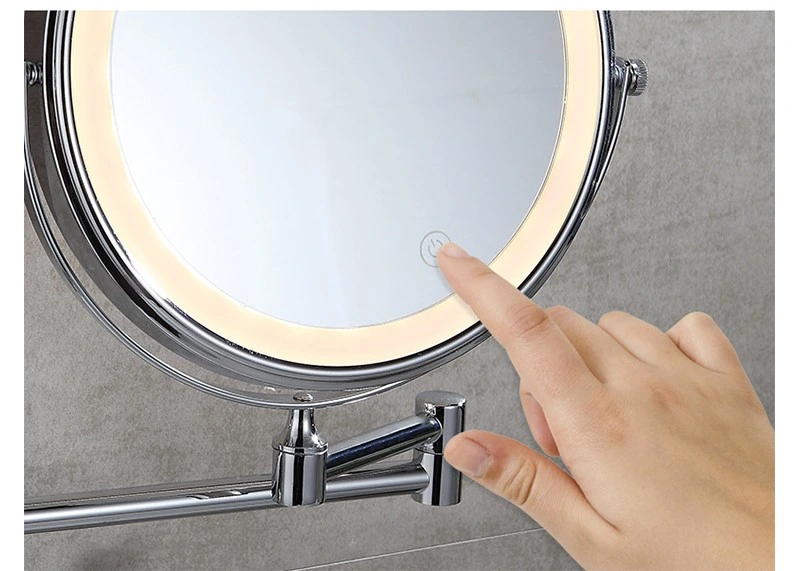 Touch Dimmer LED Makeup Mirror 1X/5X Rechargeable Metal Bathroom LED Wall Mirror