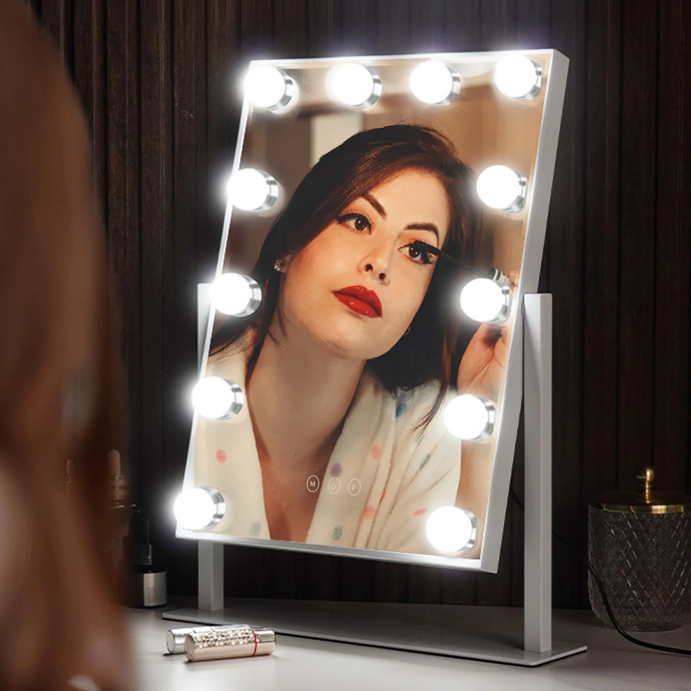 Personalized Lighted Cosmetic LED Square Single Mirror Beautiful Makeup Iron Mirror