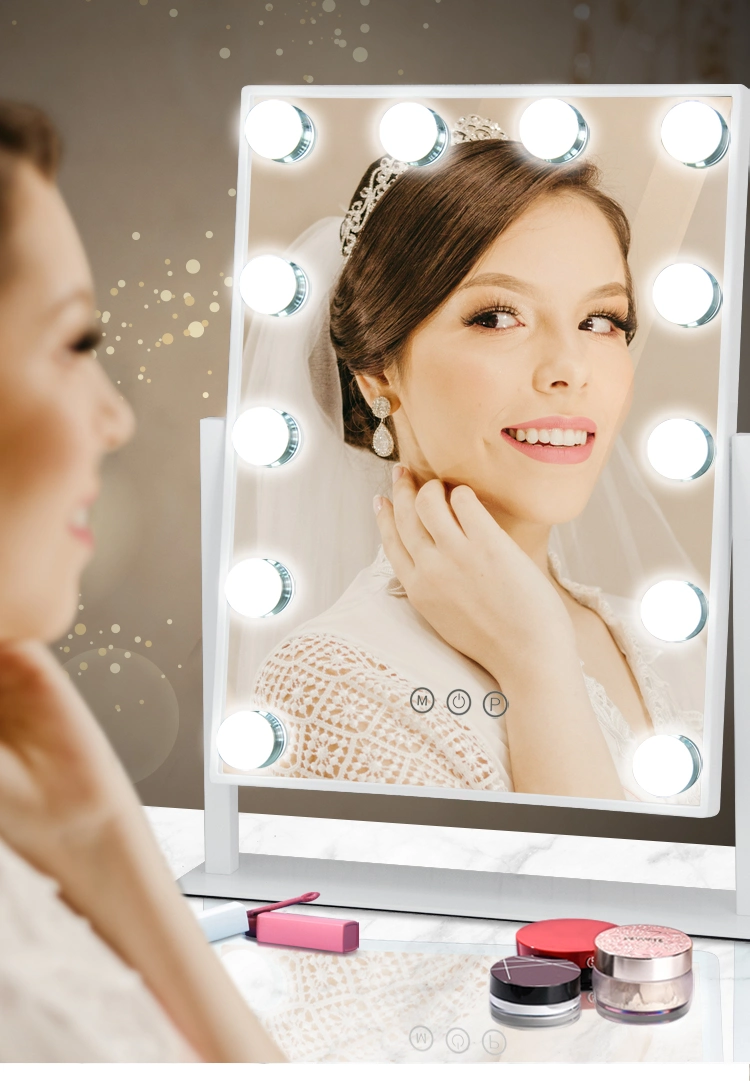 Vanity Mirror with Dimmable LED Bulbs and Touch Control Design Hollywood Style Makeup Cosmetic Dressing Table Mirrors with Lights