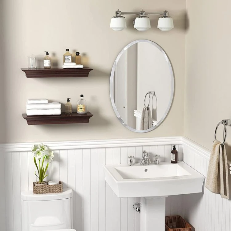 Bathroom Furniture Arched Shape Frameless Full Length Body Dressing Mirror Silver Glass Wall Mirror